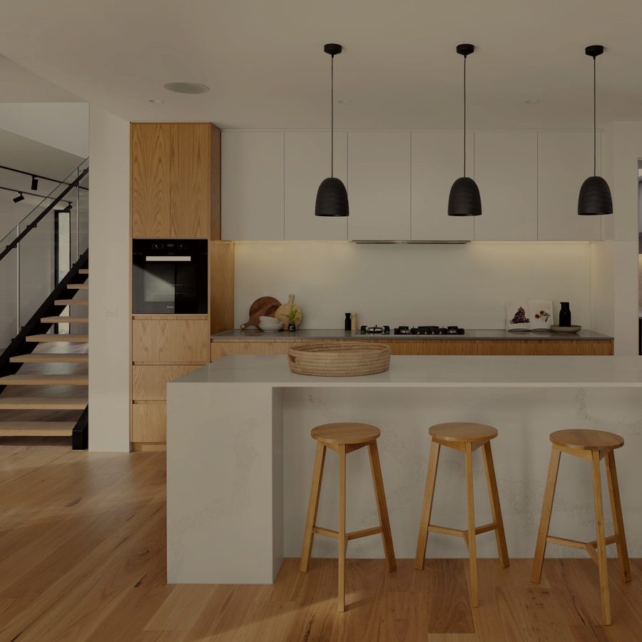 Renovated open-plan kitchen with island